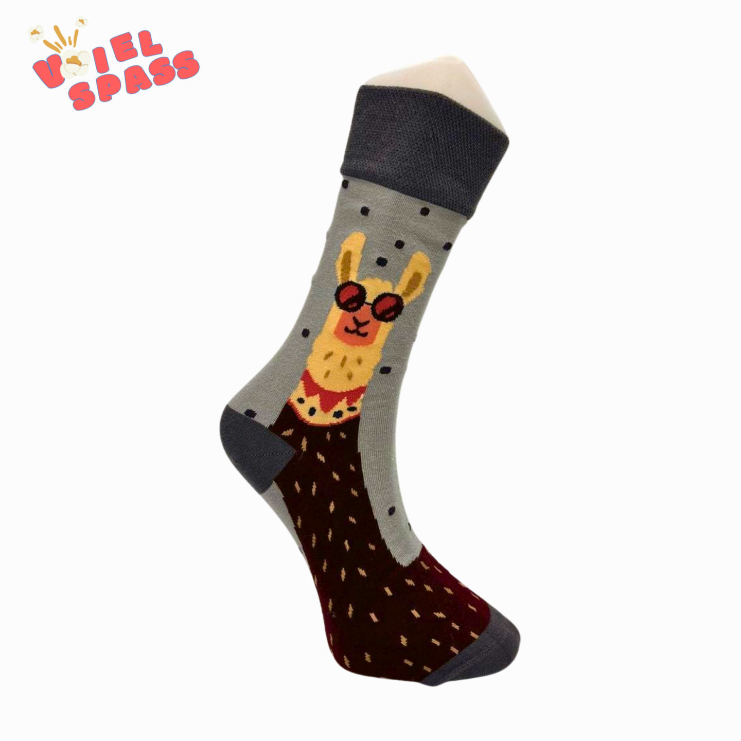 Lustige Lama-Socken mit Brillen-Motiv VielSpass