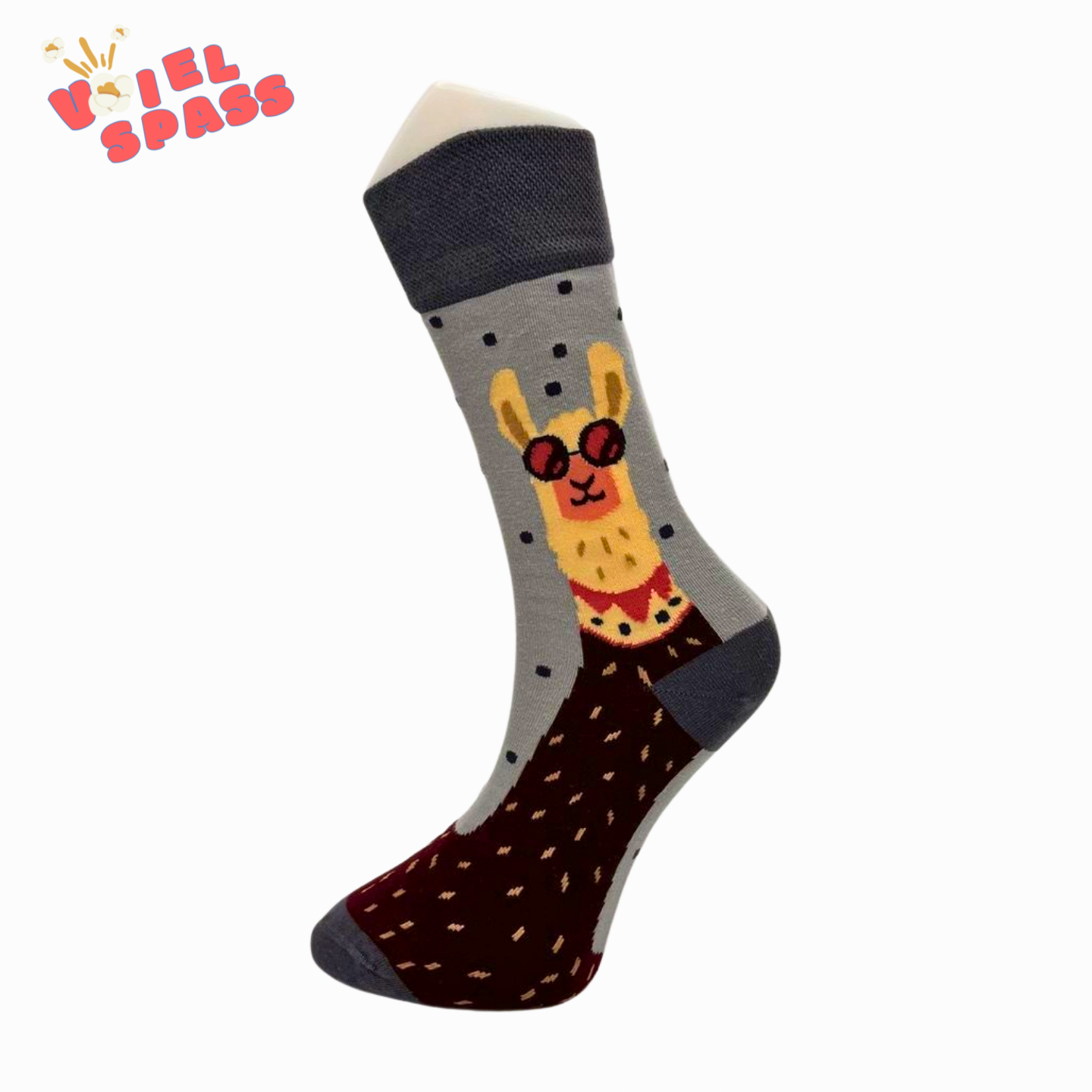 Lustige Lama-Socken mit Brillen-Motiv VielSpass