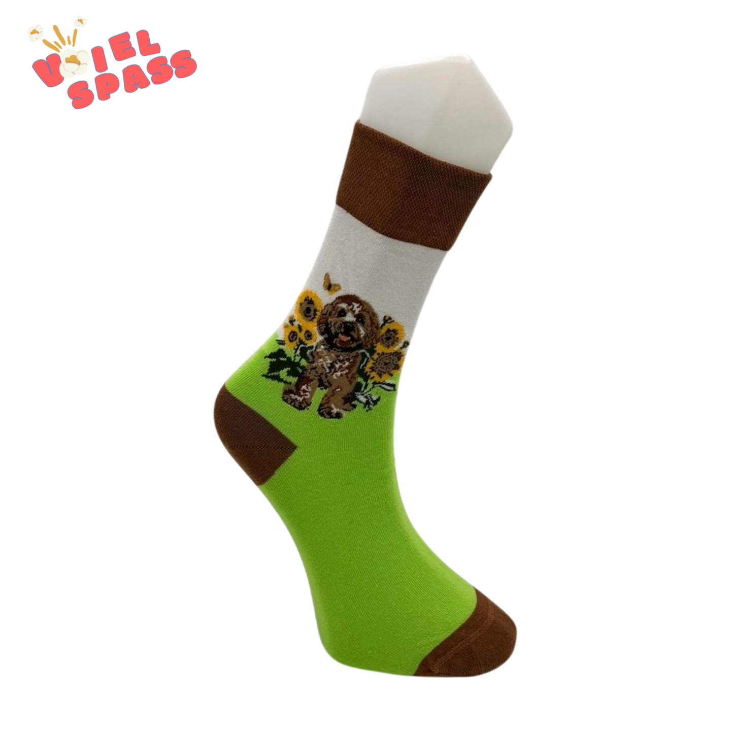 Sommerliche Hunde-Socken mit Sonnenblumen VielSpass