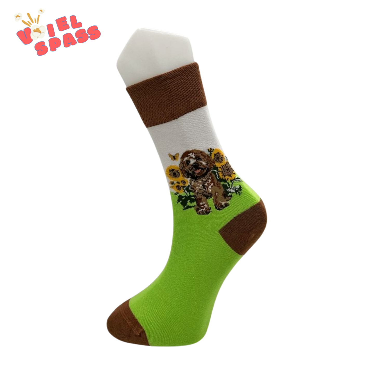 Sommerliche Hunde-Socken mit Sonnenblumen VielSpass