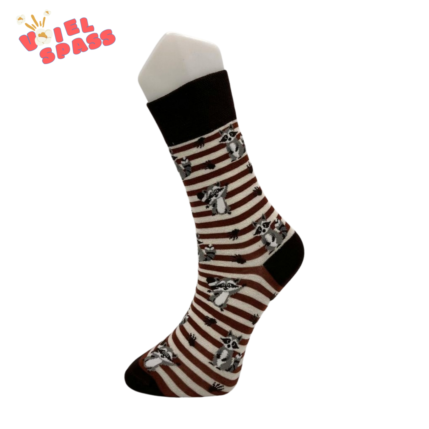 Waschbär Socken – Niedliches Streifen-Design VielSpass