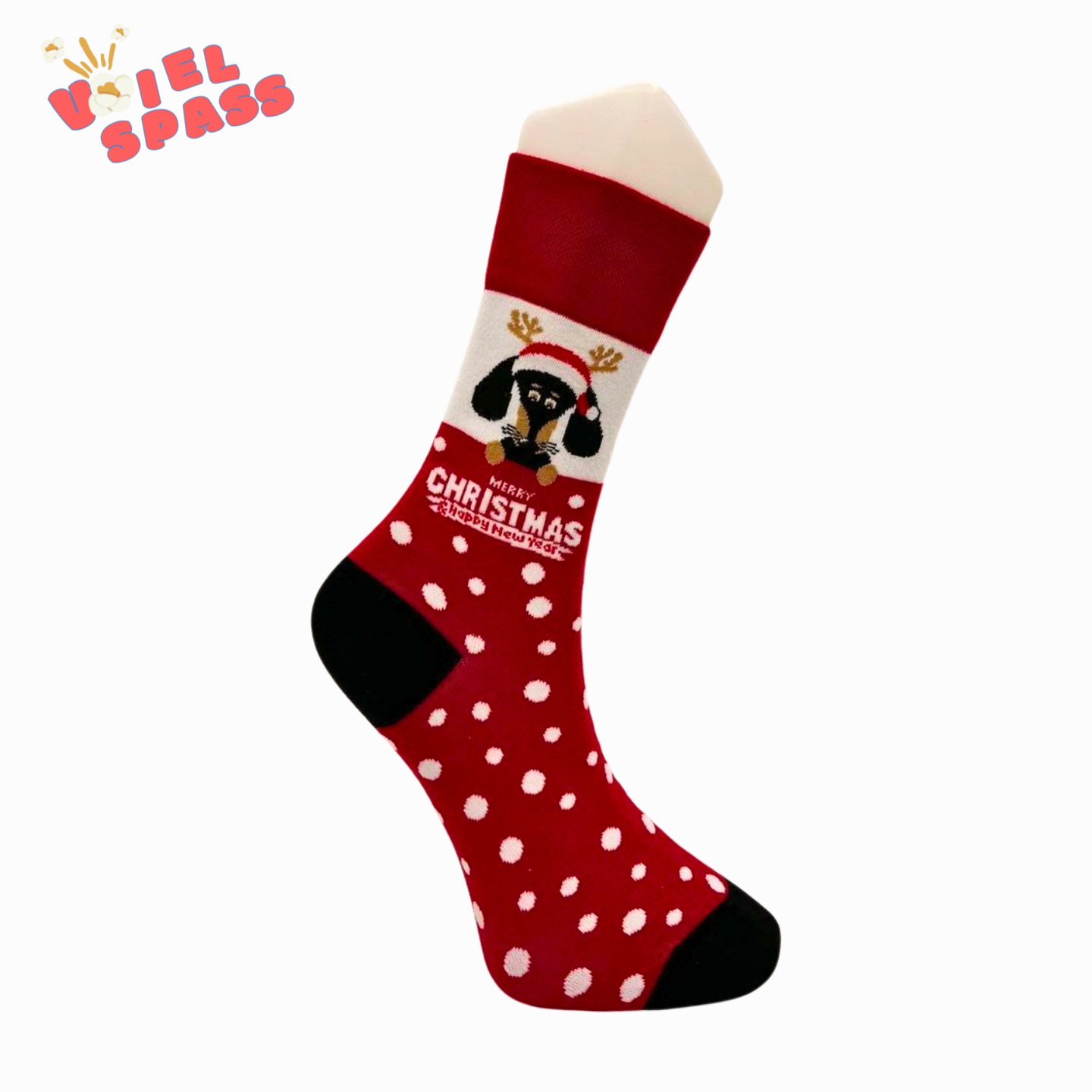 Weihnachts-Socken mit Hundemotiv VielSpass