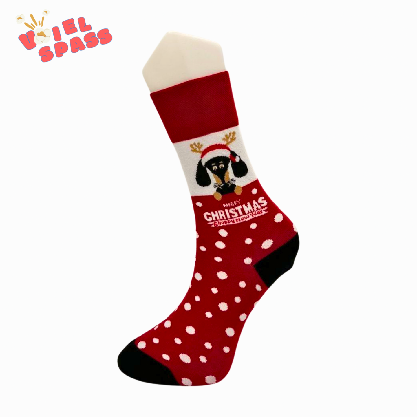 Weihnachts-Socken mit Hundemotiv VielSpass