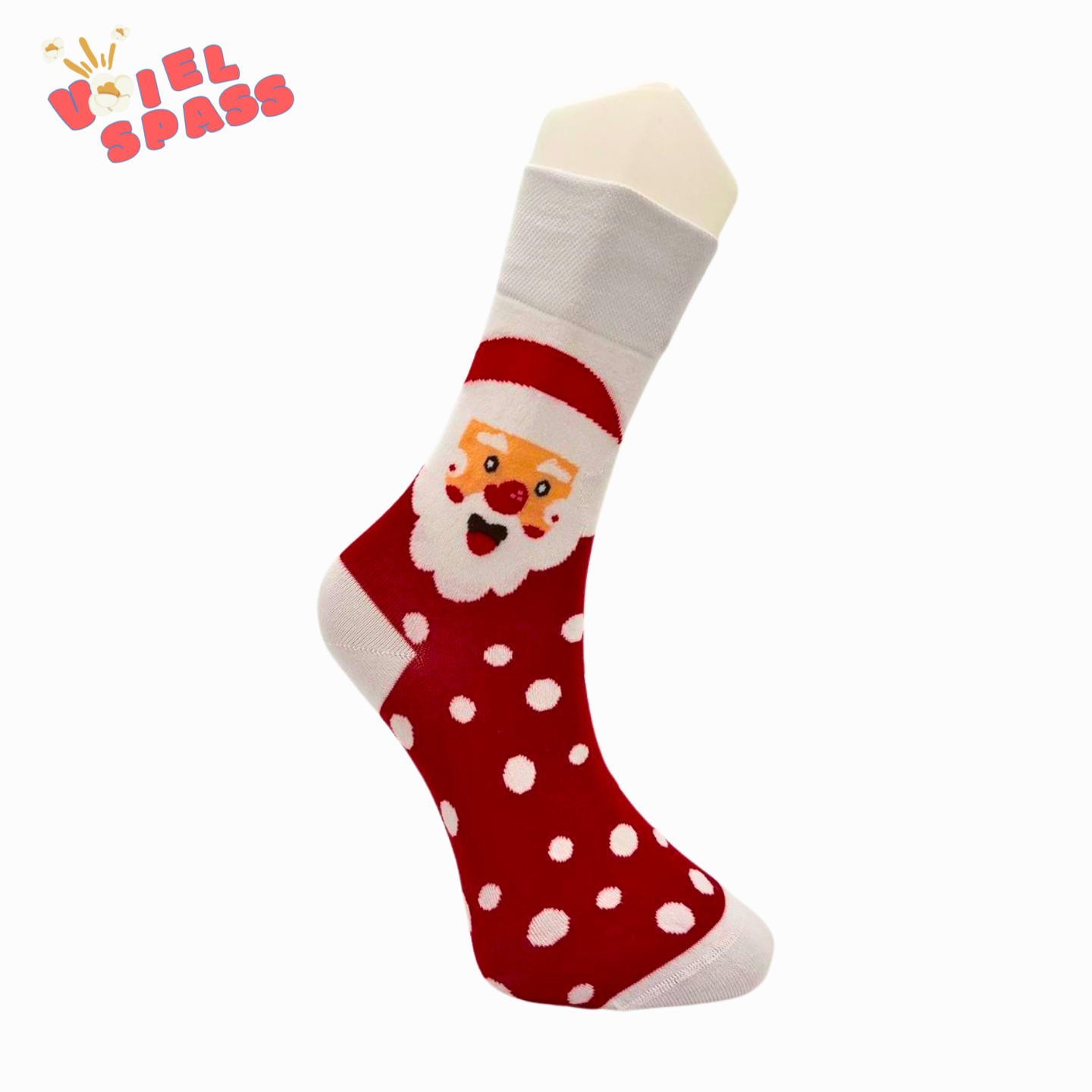 Weihnachtsmann Socken – Fröhliche Weihnachts-Socken mit Santa-Motiv VielSpass