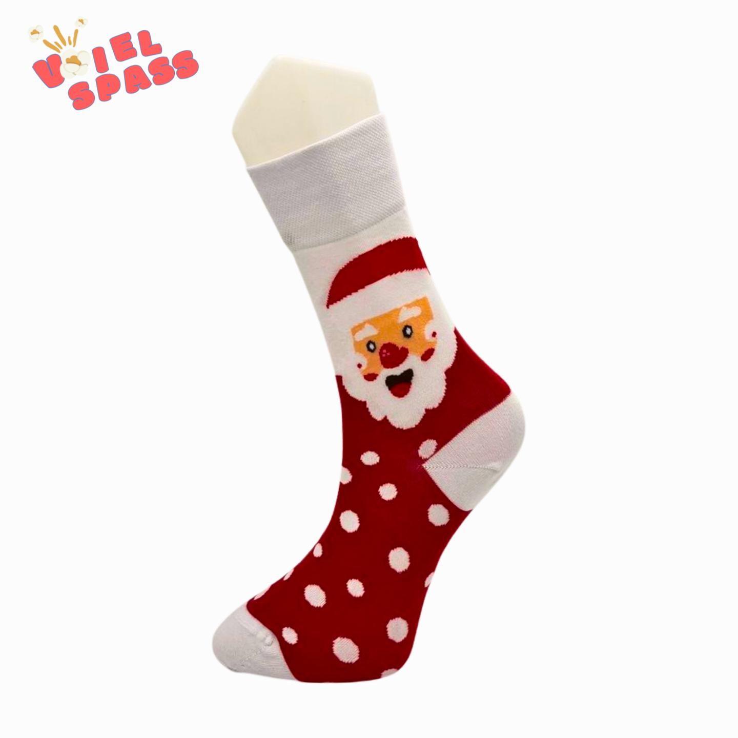 Weihnachtsmann Socken – Fröhliche Weihnachts-Socken mit Santa-Motiv VielSpass